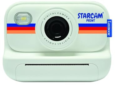 Lexibook, STARCAM Print HD, Appareil Photo avec imprimante instantanée, Fonctions Photo, vidéo, Selfie, Musique, Jeux, Kit de customisation et Carte SD 32Go Inclus, Blanc, DJ165