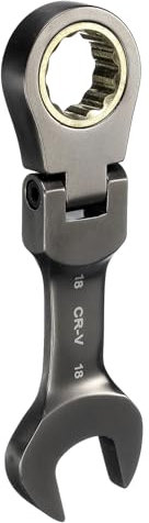 QUARKZMAN Llave Combinada de Trinquete con Cabeza Flexible 18mm Métrica 72 Dientes Acero CR-V Niquelada Llave de Trinquete de Cabeza Flexible para Tuercas y Pernos