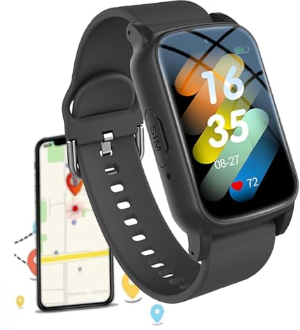 Generico Orologio Intelligente Anziani Rilevamento delle Cadute Smartwatch Bracciale SOS GPS 4G Funzione di Chiamata Braccialetto Intelligente Impermeabile IP67 per Demenza e Alzheimer (Nero)