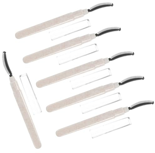 Healeved Lot de 6 Brosses à Cils en Silicone Compactes Capuchon, Applicateurs Micro-brosses Légers pour Mascara, Séparation des Cils, Usage Professionnel et Voyage, Couleur Blanche
