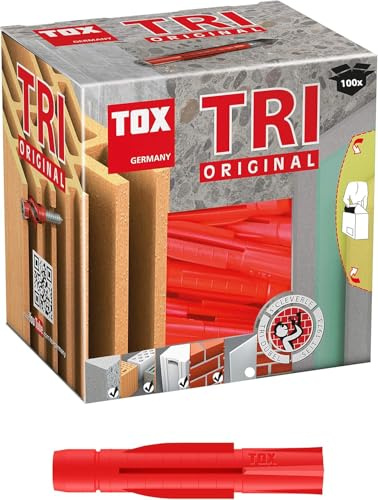TOX Allzweckdübel Tri M 6 x 51 mm, Dübel für fast alle Baustoffe, 100 Stück, 010100061