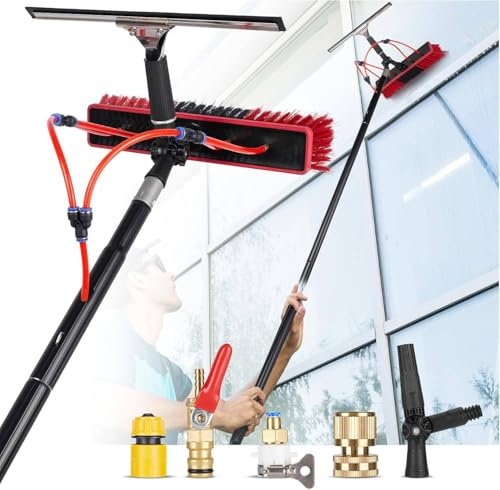 YORCME Spazzolone Telescopico per Autolavaggio - Ideale per Camper, Autobus e Camion - Asta Allungabile con Testina Rotante 180°Microfibra Anti-Graffio,12m（39ft）