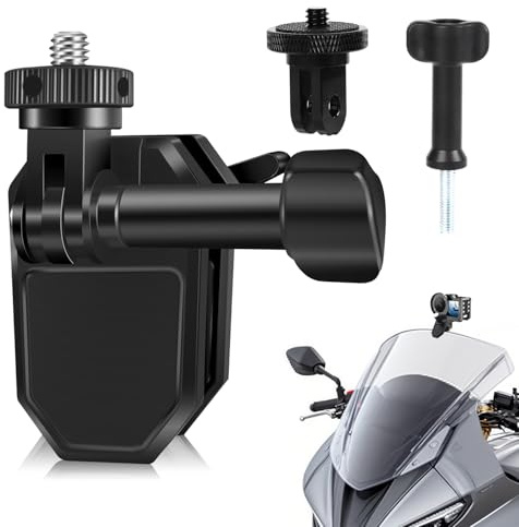 HAFOKO Motorcycle Windscreen Camera Clip Mount Compatible for Insta360 X5-X | Aluminum Alloy,Built in Rubber Padding Stops Windscreen Abrasion, forms Tight Non Slip Clamp for Mounting During Motor Riding