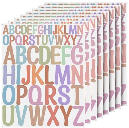 Buchstaben Aufkleber,416 PCS Selbstklebend 1+2 Zoll Wetterfeste Vinyl Klebebuchstaben Blatt klebebuchstaben Bunt für Scrapbooking Postfach und DIY Personalisierbare Bunte Sticker Groß