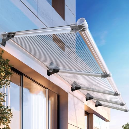 Marquesina para Puertas Transparente,Toldo Cubierta para Porche y Jardín Exterior,Cubierta de Policarbonato de 5mm,Marquesina Aluminio,para Exteriores,para Lluvia y Nieve (40x50cm/16 x20)