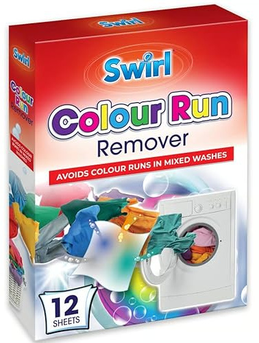 Swirl Colour Run Remover Sheets – 12 Pack Laundry Sheets to Prevent Colour Runs & Dye Transfer, Safe for All Fabrics (1)