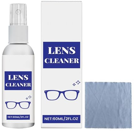 Spray nettoyant pour lunettes de soleil 60 ml – Spray de nettoyage multi-usage avec chiffon pour téléphone, ordinateur, appareil photo, objectif, lunettes, écran de lunettes