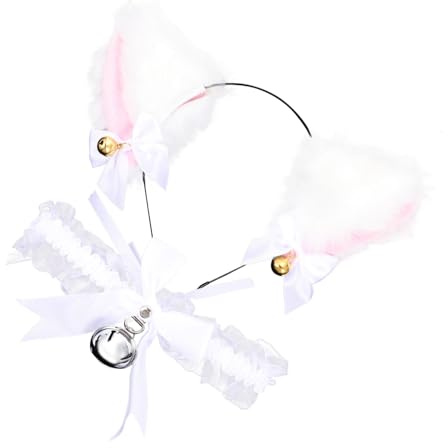 Ipetboom Collar Diadema de Campana Adorable de Tocado Orejas de Gato para Cosplay Tocado para Fiesta de Cosplay Lazo y Campana