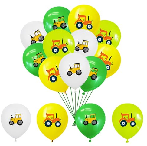 20 Stück Traktor Luftballons Set,12 Zoll Bagger Ballons,Baustellen Deko Kindergeburtstag,Traktor Kindergeburtstag Deko,für Kinder Jungen Geburtstags Babyparty Party Dekoration,Bauernhof Luftballons