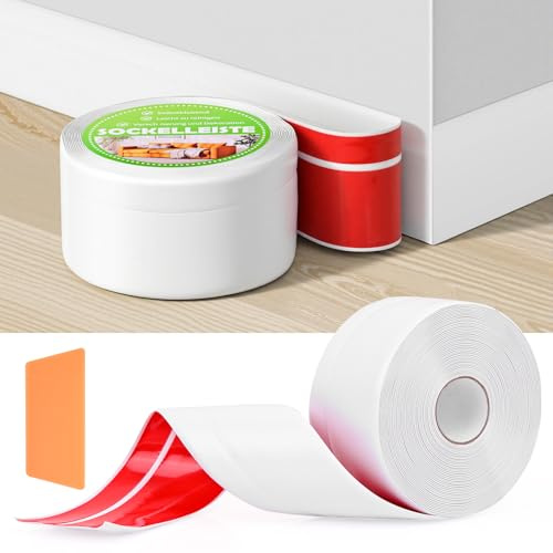 6 m Sockelleiste Selbstklebend Weiß, Flexible Weichsockelleiste 50 x 20 mm | Einfache Montage ohne Bohren, flexible Klebeleiste zum schnellen Abdecken von Fugen an Boden, Wänden und Küchen