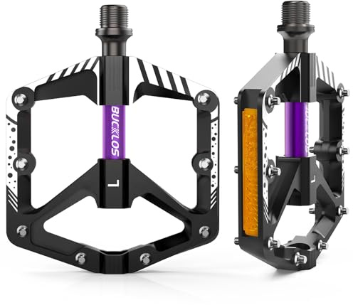 Mountain Bike Pedals MTB Flat Non-Slip Aluminum Alloy Bicycle Pedals with Reflectors Sealed Bearings Bicycle Platform Pedals 9/16 for Adult Road Gravel Bikes Ebike