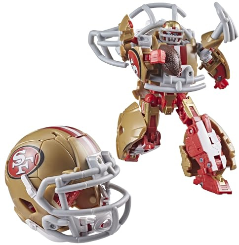 Transformers Figura de acción robótica de 14 cm de la NFL San Francisco 49ers, se Convierte en Casco, Coleccionable, Juguetes de fútbol Americano, 8+