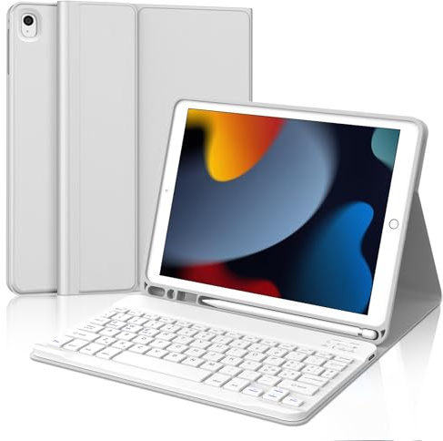 Tastiera per iPad 9/8/7 Generazione 10.2 Pollici/Pro 10.5/iPad Air 3 10.5 | Cover Keyboard Magnetico Staccabile, Italiano QWERTY, Custodia Tastiera Senza Fili Bluetooth con Portapenna, Grigio chiaro