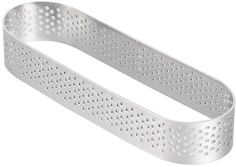 GARVALON Moule à Tartelettes Ovales Acier Inoxydable Perforé Anneau Pâtisserie pour Tartes Fruits Mousses et Quiches Facile à Nettoyer et Démouler