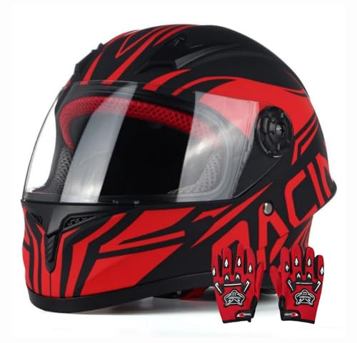 Casque Intégral Homologué DOT Pour Enfants (Moto, Karting, Scooter Électrique, Cyclomoteur), Casque Pour Enfants (Garçons Et Filles) Pour Quad/Moto Tout-Terrain (3-14 Ans). 6,XL/(53~54cm)