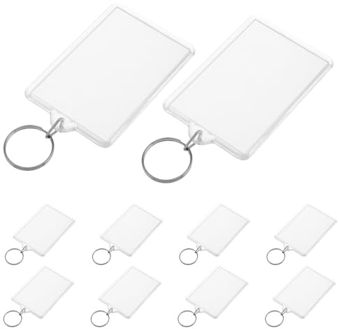 FIXOSHEE 50 Llaveros de Plástico Transparente con Marco Rectangular para Fotos Llaveros Colgantes DIY Portafotos Personalizados para Manualidades y Decoración Ideales para Regalos y