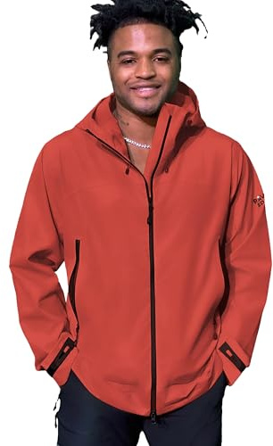 RAVIXEDGE Men's Hardshell Rain Jacket 75D 3-Layer Waterproof/Windproof Breathable Hiking Windbreaker PFAS-Free