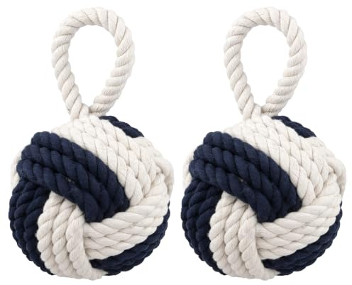 YUENPUN 2 Stück Knot Türstopper, 14 x 14 x 28cm Dekorativer Türstopper, Zweifarbig Jute Knoten Türhalter für Räume, Türen