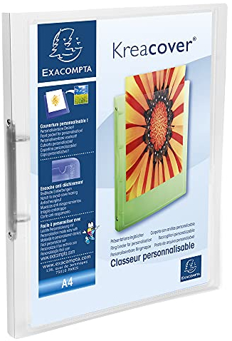 Exacompta 54960E Ringbuch KreaCover aus Kunststoff für DIN A4, 2-O Ring Mechanik 15 mm, Rücken 20 mm, Außenmaße 32 x 25 cm farblos transparent