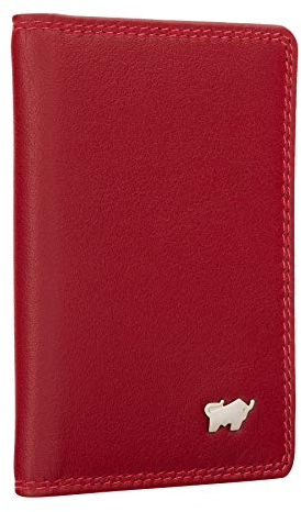 BRAUN BÜFFEL - Ausweishülle Kartenhalter Herren echtes Rindleder Golf 2.0 - Ausweisetui Kartenetui mit 8 Kunststoffhüllen & 2 Netzfächern für Ausweis, Führerschein, Visitenkarten etc. - Edles Rot