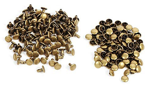 100 Uds. Remaches de doble tapa, pieza ligera para tela, collar para mascotas, ropa, botas, bolsas con cinturón (bronce)