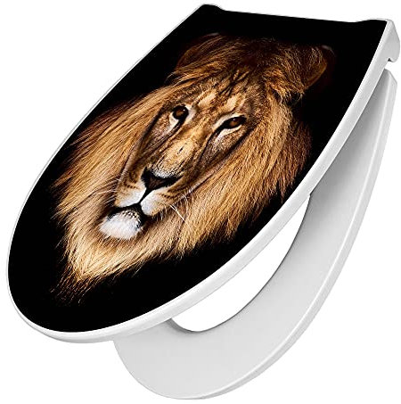 banjado Premium Toilettendeckel mit Absenkautomatik 45x38,4cm / WC Brille Soft Close/hygienischer Toilettendeckel/Klodeckel Duroplast mit Edelstahl Scharnier/Motiv Jakob