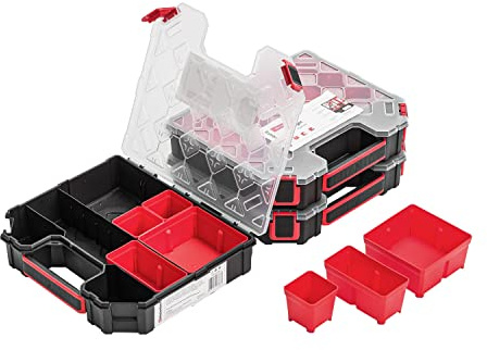 3x Modulierter Sortimentskasten Kleinteilemagazin – 243 x 284 x 60 mm - Sortierkasten mit Transparent Deckel Sortierkoffer Werkzeugbox Sortimentskoffer
