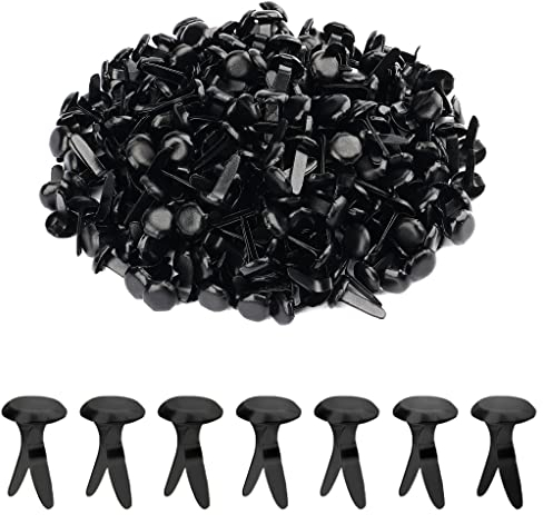 AIEX 600 Stück Metallklammern aus Papier, rund, Befestigungselemente aus Messing, Schlitznadeln für Bastelprojekte, Scrapbooking, Büro, 12 x 8 mm (schwarz)
