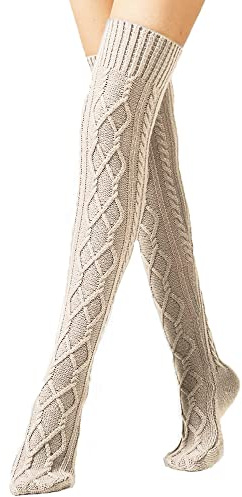 YAMEE Calze Donna in maglia Lunghe Invernale Warmer,Calzini lunghi donna,Scaldamuscoli lunga Inverno,calze alte sopra il ginocchio,Sopra il Ginocchio Calze