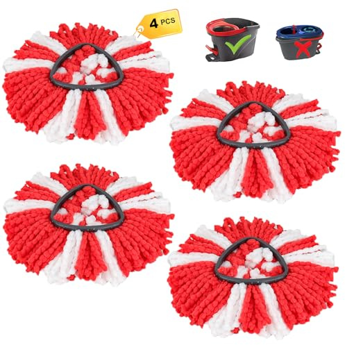 4 Mikrofaser Wischmop Ersatzkopf für Vileda Turbo Mop Wischmopp Ersatzbezug Kompatibel mit Vileda EasyWring Spin Mop und Clean Turbo BodenwischerMop