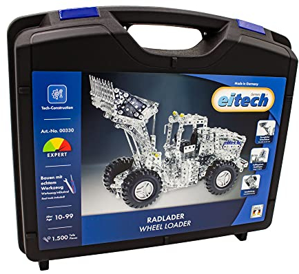 Eitech 00330 Metallbaukasten - Radlader, 1500 Teile, Modellfahrzeug ca. 43 cm, Baustellenfahrzeug Modellbau, Konstruktionsspielzeug für Kinder ab 10 Jahren und Erwachsene