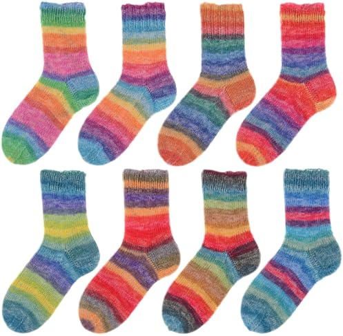 SUPERGARNE Sockenwolle Aktiv 6-fädig - 1200 g (8x150g), Strapazierfähig, Maschinenwaschbar, Made in Italy, Ideal für Socken und Strickprojekt (Rainbow)
