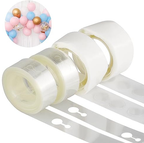 Set di strisce decorative per palloncini, 2 rotoli da 5 m, con doppio foro e 200 palloncini per feste, matrimoni, compleanni, ghirlande per palloncini