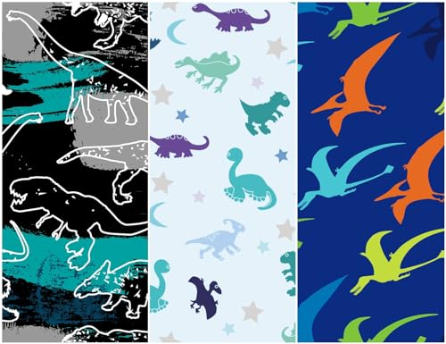 Heko Panels Oxford Stoff Panel Wasserdicht Mit 3 Mustern Canvas-Stoff Polyester Stoff Zum Nähen Nähstoffe Dekostoffe Wasserabweisend Blickdicht 121,5 x 153 cm Dinosaurier