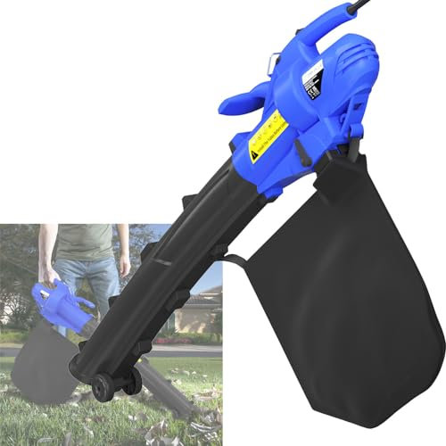 3 in1 Leaf Blower and Vacuum Garden Vacuum and Shredder, 6-Speed Adjutstable Powerful Electric Leaf Blower with 35L Leaf Collection Bag, Lightweight 10:1 Shredding Ratio for Leaves, 5000-13000RPM