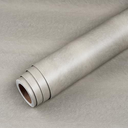 Livelynine Papier Peint Adhesif Mural Gris Clair 40CMx5M Papier Peint Autocollant Mural Chambre Revetement Adhesif Meuble Gris Lavable Papier Adhésif pour Meuble Gris Mat Film Autocollant Meuble Motif