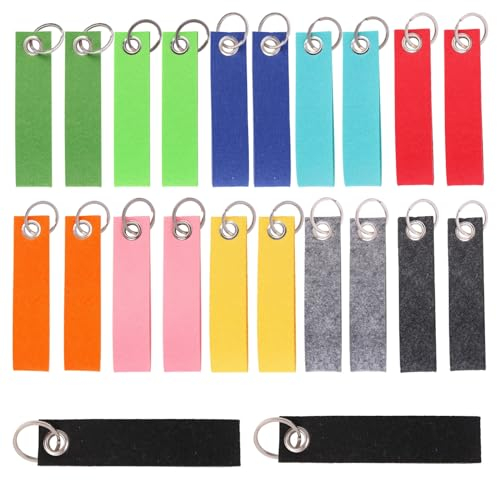 Schlüsselanhänger Filz,24 Stück Bunter Filz Schlüsselanhänger mit Schlüsselring & Bunt Filzanhänger,DIY Bestickt Schlüsselanhänger Filz Rohling（12 colours）