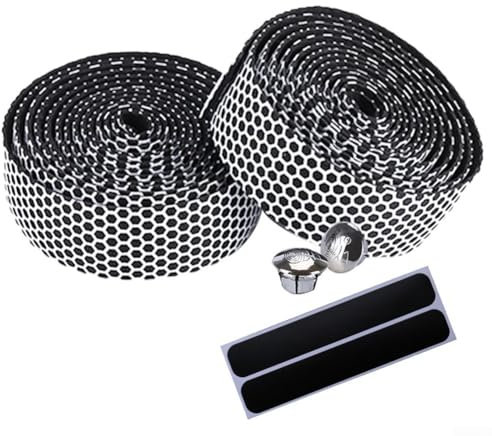 HEIBTENY Langlebiges, stoßfestes Lenkerband für Rennräder, inklusive Lenkerendstopfen (weiß)