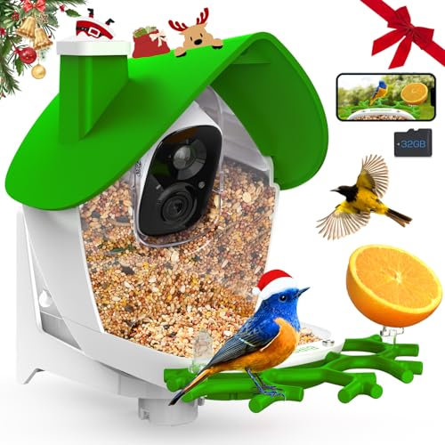 birdsnap® MON - Smart Bird Feeder mit Kamera, 2K Kamera Vogelfutterstation für draußen mit 32GB Karte, AI Identifizieren von Vogelarten, Live-Ansicht, automatische Aufzeichnung von Videos und