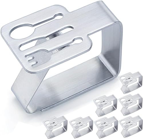 FANXIYA 8 Stück Tischdeckenklammer Edelstahl Tischdecke Clips Tischtuchklammern Tischbeschwerer für Draußen Tischdeckenhalter für Tischplatten mit Einer Dicke von ≤3cm Geeignet (Geschirr)