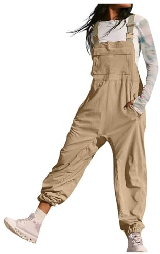 Overall Ärmelloser Latzhosen Schwarz Damen Arbeitslatzhose Lose Overall Ärmelloser Latzhosen Schwarz Oversize Jumpsuit mit Große Taschen und Träger Schlupfhose Frauen Baggy Hosen Mädchen