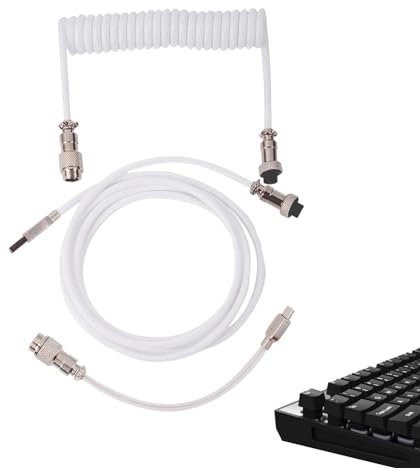 Tangentbordsdatakabel, upprullad USB C-kabel för tangentbord, flexibel USB C-kabel för speltangentbord, USB C-kabel för speltangentbord, USB-tangentbordskabel, infällbar tangentbordslindad kabel p