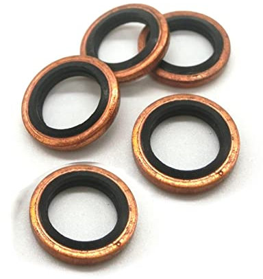 l'anneau d'étanchéité en o-ring en caoutchouc, Rondelle d'étanchéité rondelle collée joint en caoutchouc Nitrile métal rouge bague d'étanchéité en cuivre métrique M6/8/10/12/14/18/20/22-60 rondelles d