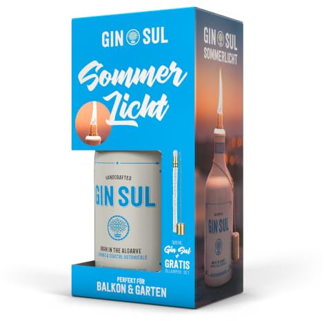 Gin Sul Geschenk-Set – 1 × 0,5 l Distilled Dry Gin made in Hamburg 43% Vol. mit DIY-Öllampenset – Perfekt für Gin-Liebhaber & als Geschenk - Das Sommerlicht für Balkon & Garten | Die leere Gin-Sul-Flasche wird zur stimmungsvollen Öllampe. Ideal für laue Sommerabende auf dem Balkon oder im Garten.
