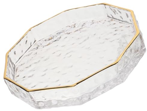 DECHOUS Vassoio da Portata in Vetro Dorato Stile Nordico per Frutta e Snack | Design Decorativo, Piatto Profondo, Facile da Pulire, Adatto alla Cucina, per Dolci, Caramelle, Frutta Secca e Stuzzichini