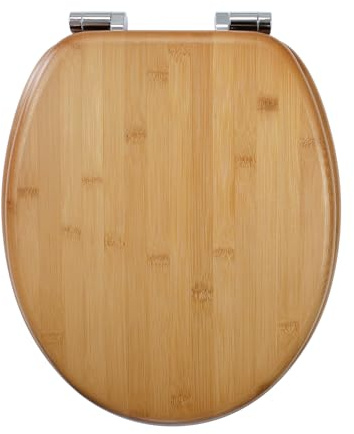 Fanmitrk Toilettendeckel Bambus mit Absenkautomatik, WC-Sitz aus echtem Bambus, stabiler & nachhaltiger Toilettensitz mit einfacher Montage, Soft-Close Klodeckel in universeller O-Form