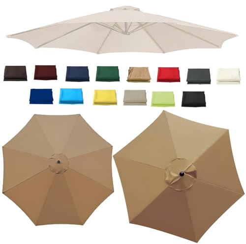 UUDQCD 2m-3.5m Replacement Parasol Canopy, Garden Umbrella Parasol Replacement Covers, 6/8 Arms UV Protective Parasol Fabric Cover