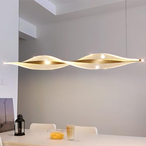 DDYY LED Pendelleuchte Esstisch gold, LED Hängeleuchte Modern Esszimmer Dimmbare mit Fernbedienung Hängelampe Höhenverstellbar Moderne Hängeleuchte für Küche