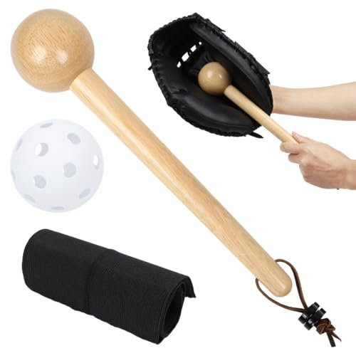 Vestamore Baseball-Handschuhform-Set mit Massivholzhammer, Gummiband, Softball-Ball und Handschuh-Einbruchhammer