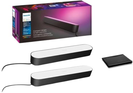 Philips Hue White & Color Ambiance Play Light Bar 2 Pack, Smart LED Light, Compatible with Alexa Google Assistant, 16 Million Colors, Hue Bridge Required, Sync TV Movies Music Games, 2 Pack, W/Cloth